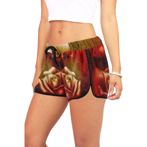 Wonderful red roses Women's All Over Print Relaxed Shorts (Model L19)