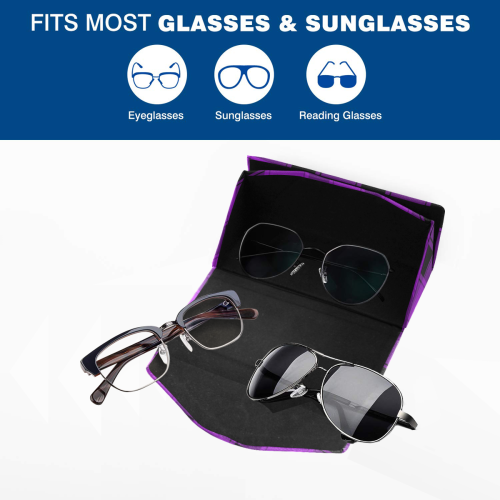 Purple Plaid Custom Foldable Glasses Case