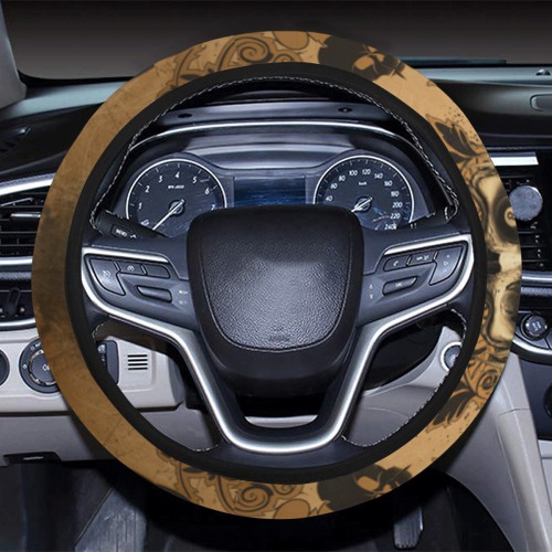 Skull with skull mandala on the background Steering Wheel Cover with Elastic Edge
