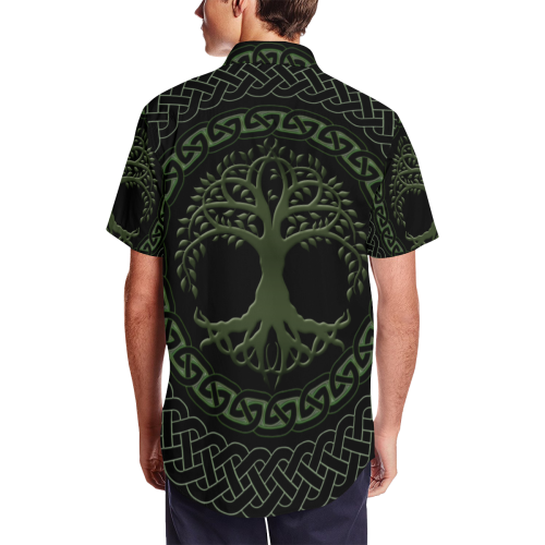 Awesome Celtic Tree Of Life Men's Short Sleeve Shirt with Lapel Collar (Model T54)