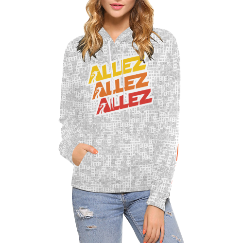 Allez Allez Allez White All Over Print Hoodie for Women (USA Size) (Model H13)