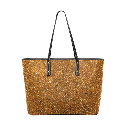Copper Glitter Chic Leather Tote Bag (Model 1709)