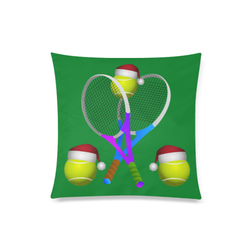 Christmas Tennis Ball with Santa Hat Custom Zippered Pillow Case 20"x20"(Twin Sides)