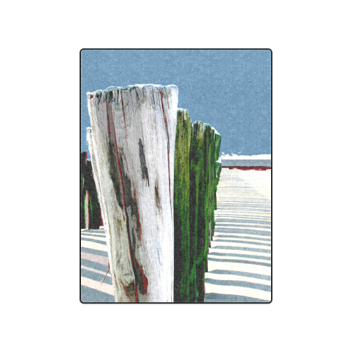 Abstract Beach Fence on the Sand Blanket 50"x60"