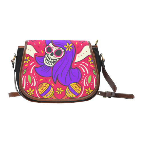 day of the dead bag Saddle Bag/Small (Model 1649)(Flap Customization)