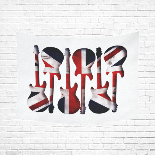 Union Jack British UK Flag Guitars Cotton Linen Wall Tapestry 80"x 60"