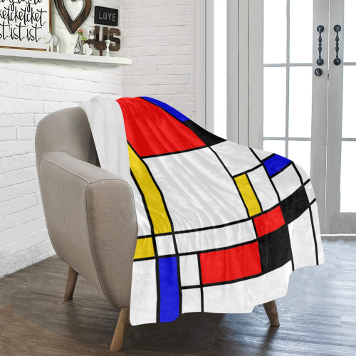 Bauhouse Composition Mondrian Style Ultra-Soft Micro Fleece Blanket 40"x50"