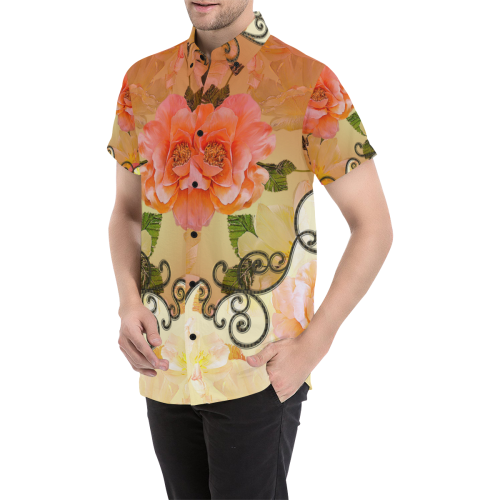 Beautiful flowers Men's All Over Print Short Sleeve Shirt/Large Size (Model T53)