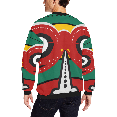totem tribal Men's Oversized Fleece Crew Sweatshirt/Large Size(Model H18)