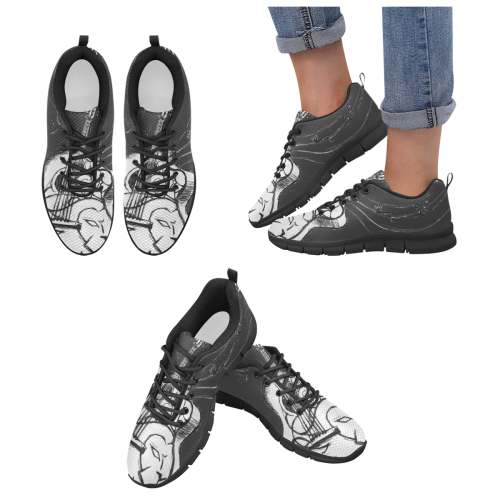 violao arte meu black Women's Breathable Running Shoes/Large (Model 055)