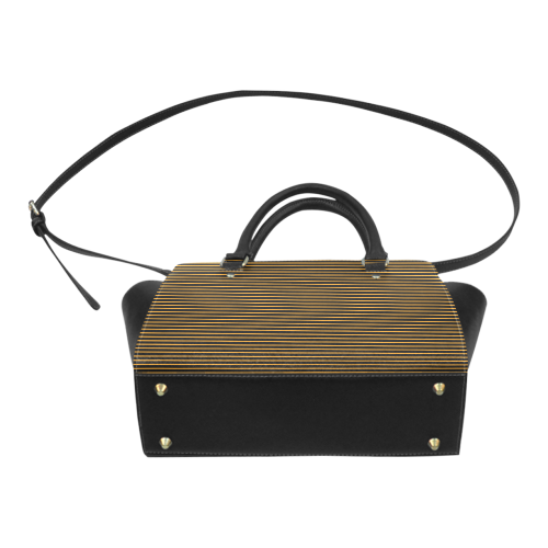 Pinstripe Preppie Brown Tan Classic Shoulder Handbag (Model 1653)
