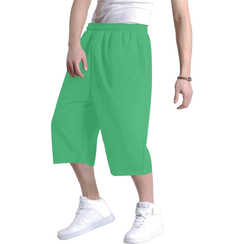 color medium sea green Men's All Over Print Baggy Shorts (Model L37)
