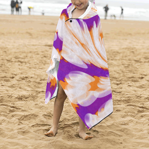 Purple Orange Tie Dye Swirl Abstract Kids' Hooded Bath Towels