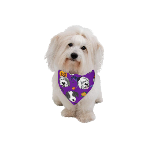 Halloween OES faces Purple Pet Dog Bandana/Large Size