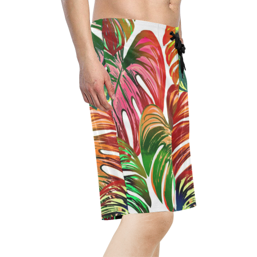 Pretty Leaves D by JamColors Men's All Over Print Board Shorts (Model L16)