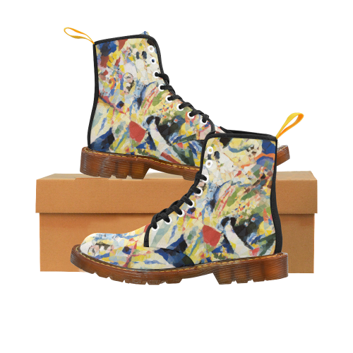 Abstract Geometric Triangles Red Blue Kandinsky Martin Boots For Women Model 1203H