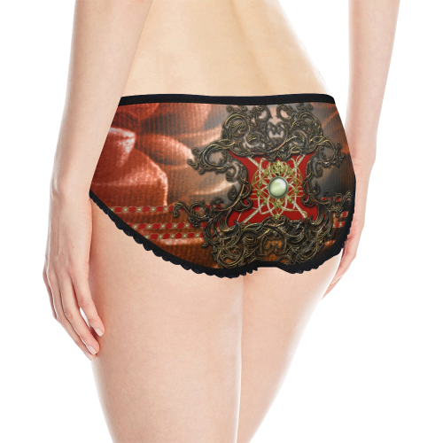 Red floral design Women's All Over Print Classic Briefs (Model L13)