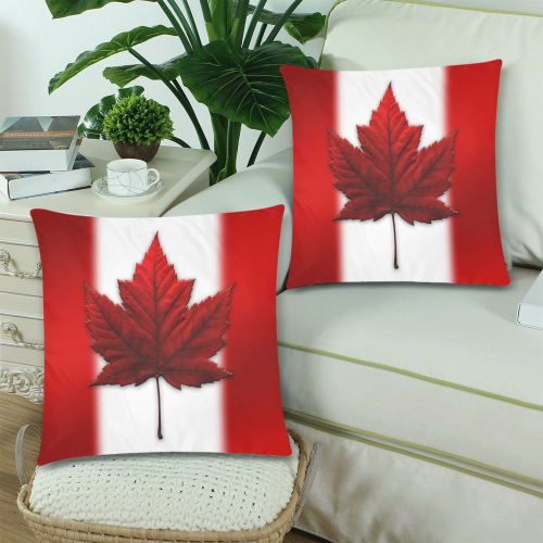 Canadian Flag Pillow Cases Custom Zippered Pillow Cases 18"x 18" (Twin Sides) (Set of 2)
