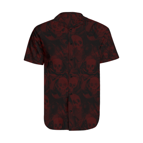 hauted skulls red Men's Short Sleeve Shirt with Lapel Collar (Model T54)
