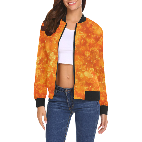 Sparkling glowing hearts C by JamColors All Over Print Bomber Jacket for Women (Model H19)