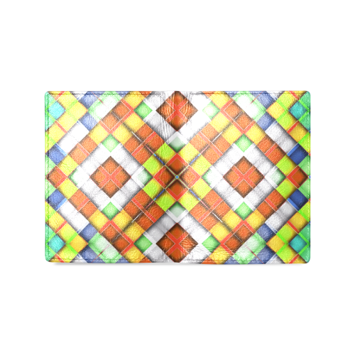 colorful geometric pattern Men's Leather Wallet (Model 1612)