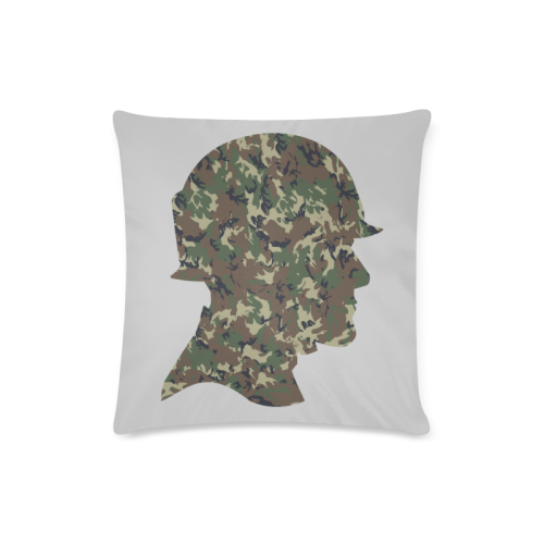Forest Camouflage Soldier on Silver Gray Custom Zippered Pillow Case 16"x16"(Twin Sides)
