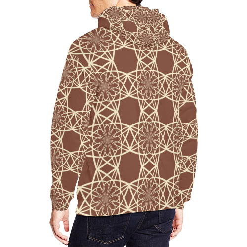 Brown and Beige Flowers Pattern All Over Print Hoodie for Men (USA Size) (Model H13)