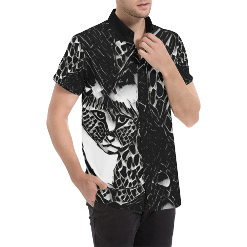 Black Cat Cool Cat Men's All Over Print Short Sleeve Shirt (Model T53)