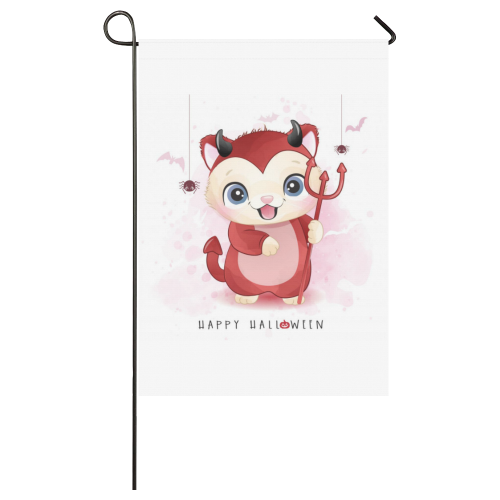 Happy Halloween Cute Devil Kitty Garden Flag 28''x40'' （Without Flagpole）
