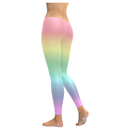 Pastel Rainbow Women's Low Rise Leggings (Invisible Stitch) (Model L05)