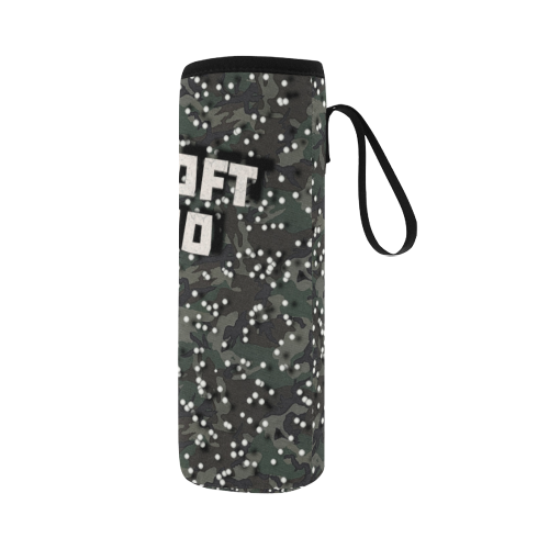 funny airsoft and paintball gamer woodland camouflage design parody Neoprene Water Bottle Pouch/Large
