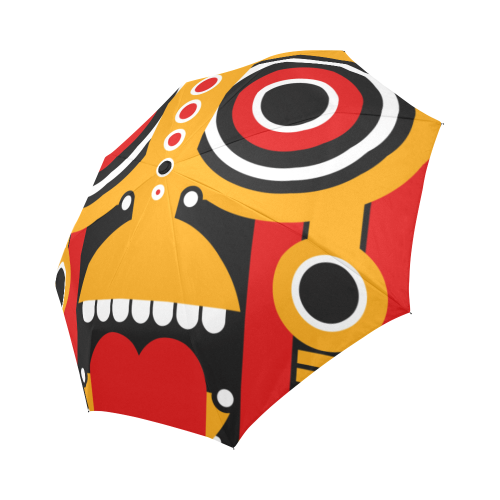 Red Yellow Tiki Tribal Auto-Foldable Umbrella (Model U04)