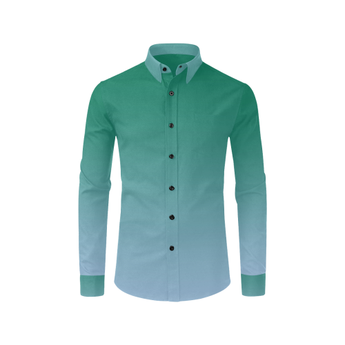Wall Flower Gradual Blue Green only by Aleta Men's All Over Print Casual Dress Shirt (Model T61)