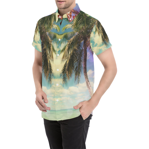 Prismatic Palm Men's All Over Print Short Sleeve Shirt (Model T53)