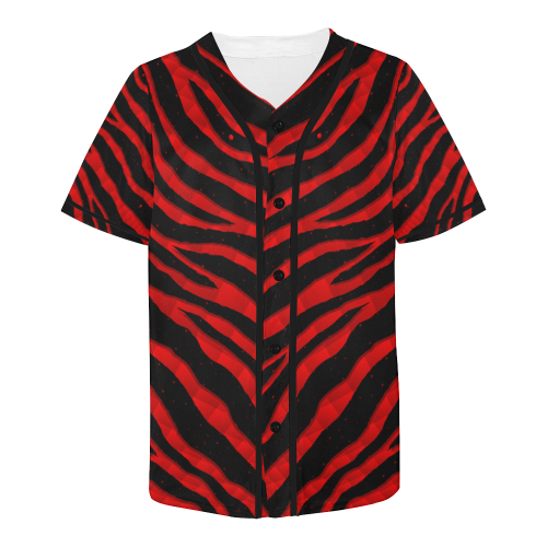Ripped SpaceTime Stripes - Red All Over Print Baseball Jersey for Men (Model T50)