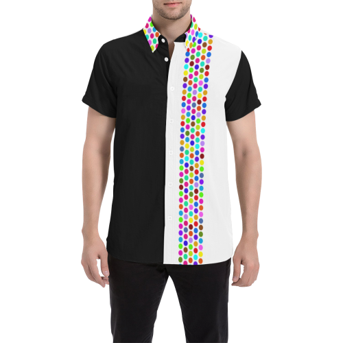 Big Polka Dots Border Multicolored Men's All Over Print Short Sleeve Shirt (Model T53)