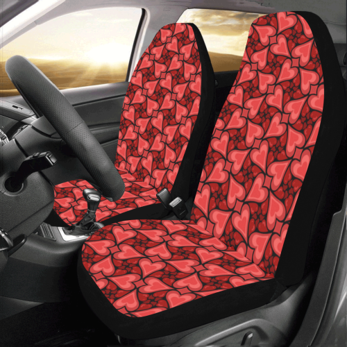 Red Hearts Love Pattern Car Seat Covers (Set of 2)
