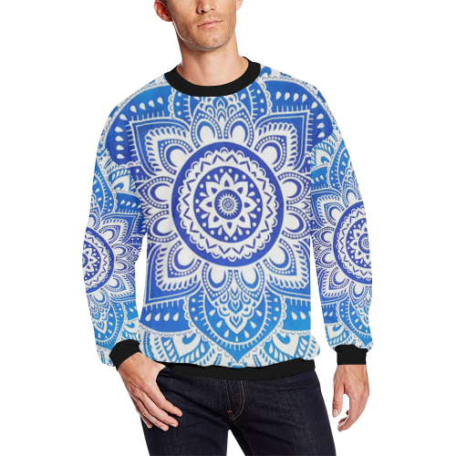 MANDALA LOTUS FLOWER All Over Print Crewneck Sweatshirt for Men/Large (Model H18)