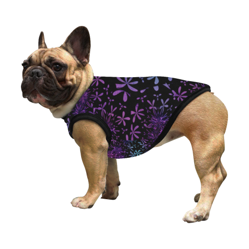Purple Turquoise Gradient Flowers All Over Print Pet Tank Top