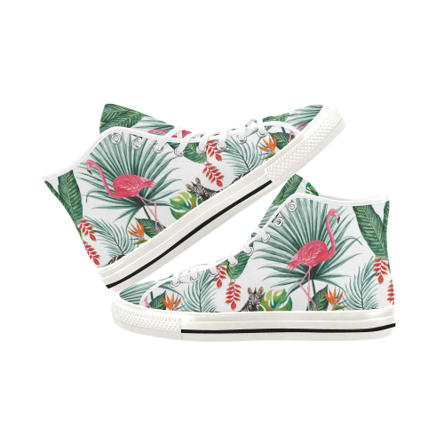Awesome Flamingo And Zebra Vancouver H Women's Canvas Shoes (1013-1)