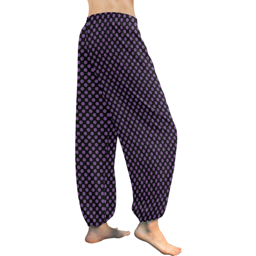 Black and Royal Lilac Polka Dots Women's All Over Print Harem Pants (Model L18)