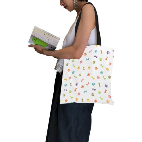 Dog Paws White All Over Print Canvas Tote Bag/Small (Model 1697)