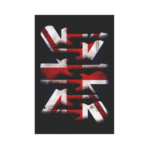 Union Jack British UK Flag Guitars Black Garden Flag 12‘’x18‘’（Without Flagpole）