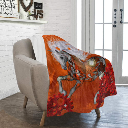 Wonderful steampunk horse, red white Ultra-Soft Micro Fleece Blanket 40"x50"