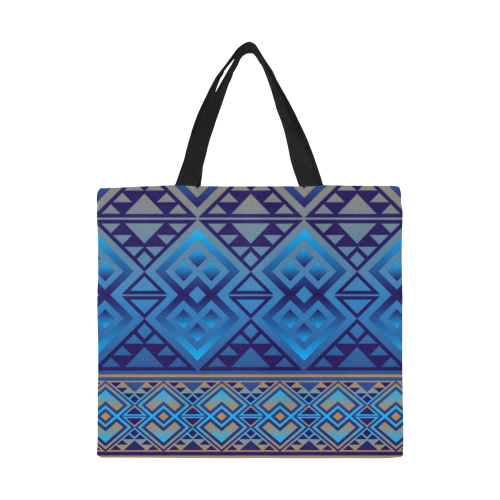 The Lodge Blue Brown All Over Print Canvas Tote Bag/Large (Model 1699)