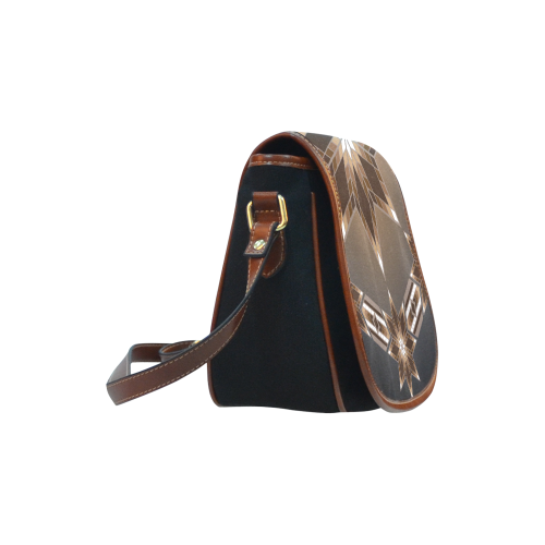 Morning Stars Circle Brown Saddle Bag/Small (Model 1649)(Flap Customization)