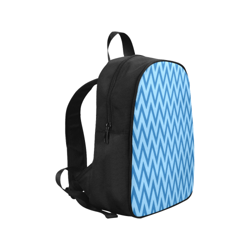 Chevron Blues Fabric School Backpack (Model 1682) (Medium)