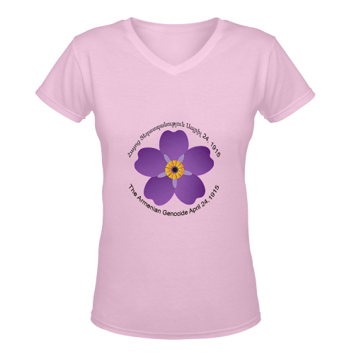 Armenian Genocide Հայոց ցեղասպանությունը Women's Deep V-neck T-shirt (Model T19)