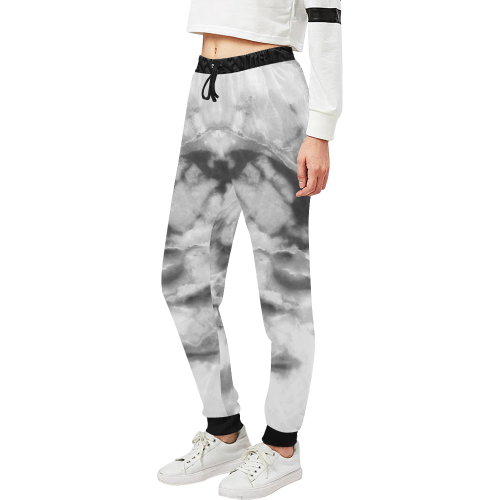Marble Black and White Pattern Unisex All Over Print Sweatpants (Model L11)