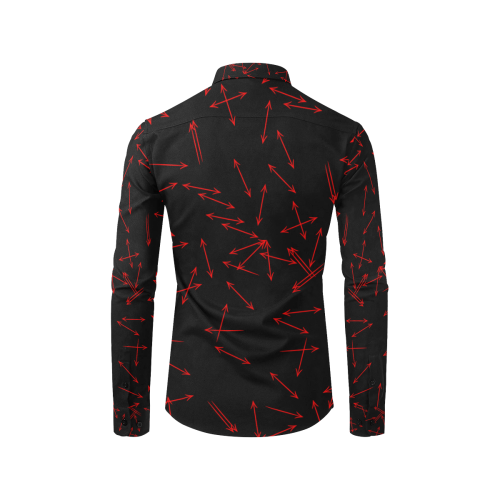 Arrows Every Direction Red on Black Men's All Over Print Casual Dress Shirt (Model T61)